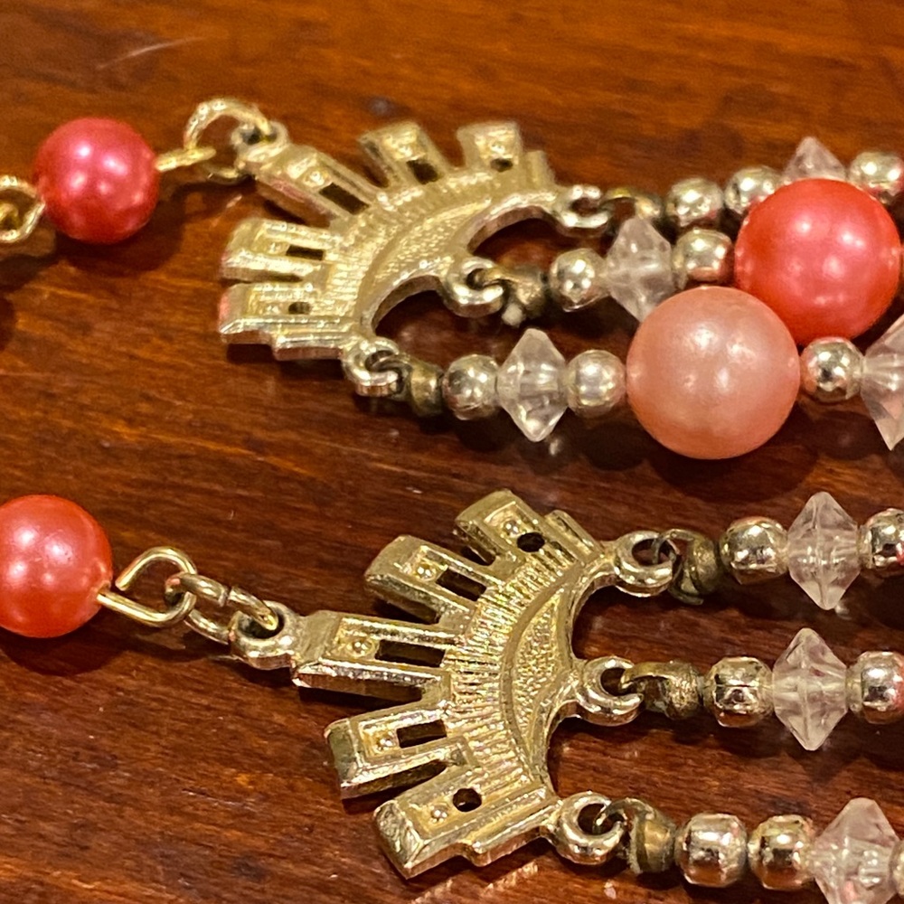 Japan Elegant Rose and Baby Pink Beaded Necklace. AB and Beautiful Filigree Bead - Picture 10 of 12